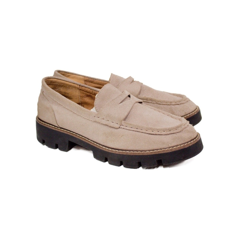 House‎ of Harlow 1960 Gunner Suede Taupe LEATHER PENNY LOAFER SZ 9